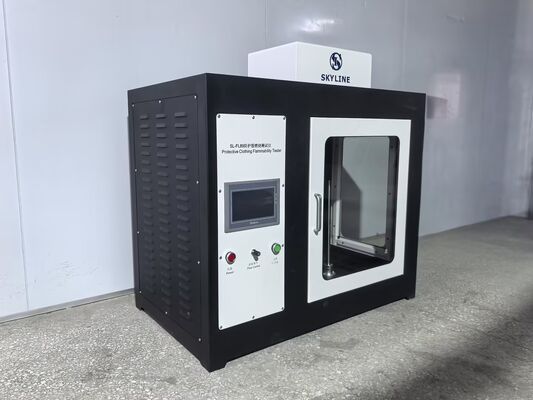 ราคาดี เครื่องทดสอบการลามไฟของเสื้อผ้าป้องกัน ISO 15025 พร้อมโครงสร้างสแตนเลสและการใช้งานเปลวไฟอัตโนมัติ ออนไลน์